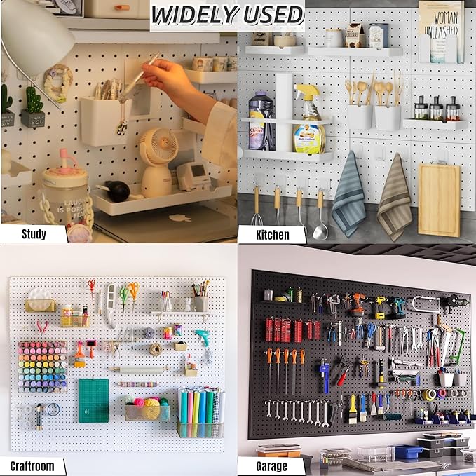 8PCS Pegboard Wall Organizer Panels, White Pegboard Wall Mount for Craft Room, Garage, Kitchen, Living Room, Bathroom, and St