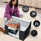 Fab totes 24 Gallons Clothes Storage, Foldable Thick Fabric Blanket Storage Bags, Containers for Organizing Bedroom, Closet, 