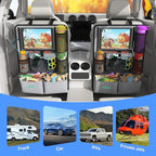 Car Backseat Organizer with Tablet Holder,11 Storage Pockets with Foldable Food Tray, Protector Kick Mats for Kids, Travel Accessories Organizer (Gray, 2-Pack)