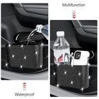 NBTEPEM Bling Car Trash Can with Lid - 2 Pack, Mini Auto Garbage Can with 60 Trash Bags, Automotive Garbage Container Bin, Bling Car Accessories Trash Can for Women (Black Diamond)