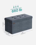 SONGMICS Mazie Collection - 30 Inches Folding Storage Ottoman Bench, Ottoman Foot Rest, End of Bed Bench, Storage Chest, Load