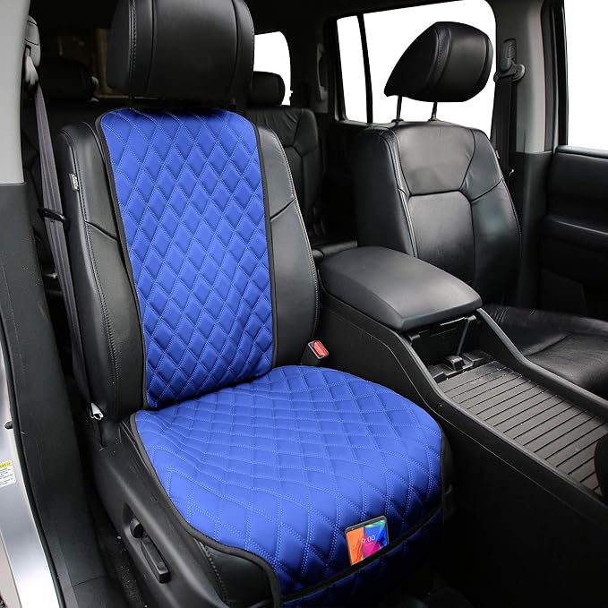 FH Group Car Seat Cushion – Faux Leather Single Front Seat Cover with Front Pockets, Airbag Compatible, Universal Fit Car Sea