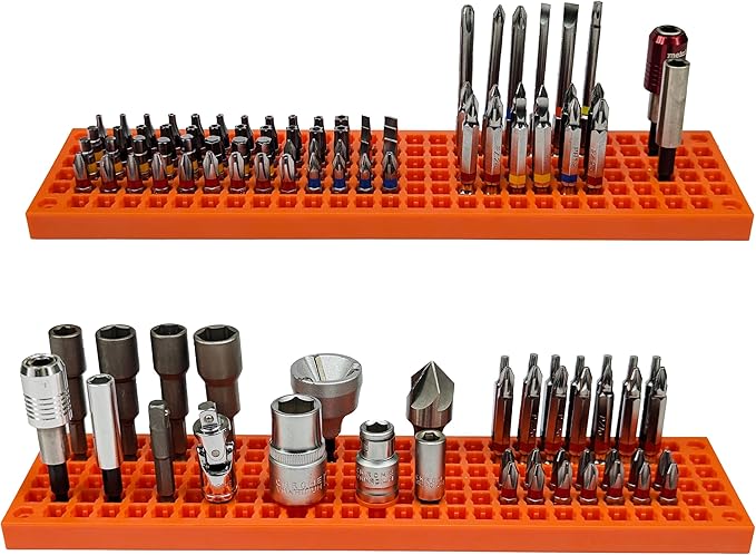 FREE ZONE Bit Organizer Set (Orange) – 158-Hole Bit Storage – 1/4" Hex Bits & Drive Bits Adapter Storage – Toolbox Storage (T