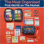 KeepGoing Travel First Aid Kit for Kids – 130 Pc. for Car, Home, Purse, Diaper Bag & Backpack with Latex-Free Bandages - Mini