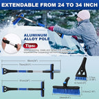 BFONS 2PCS Ice Scrapers for Car Windshield, 2-in-1 Snow Scraper and Snow Brush for Car SUV Truck, Car Ice Windshield Scraper for Ice and Snow with 360° Pivoting Brush and Ergonomic Foam Grip Blue
