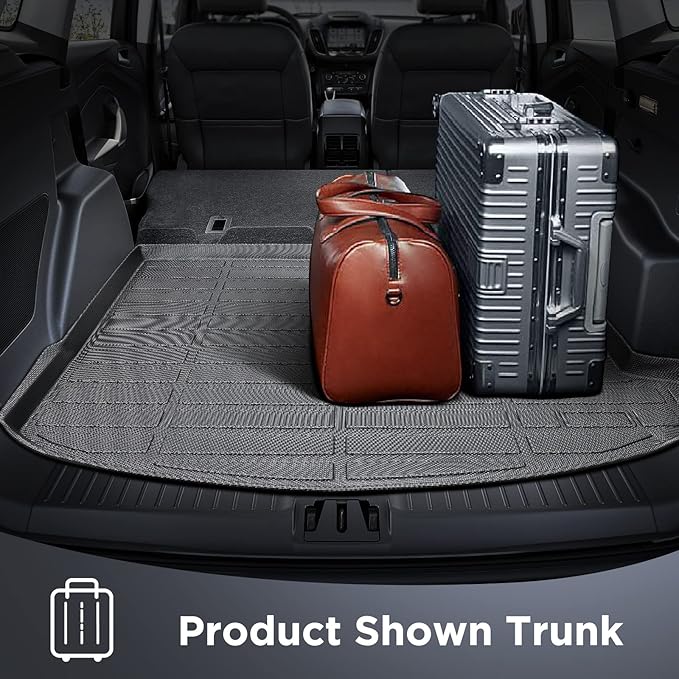 BAMACAR for 2013-2019 Ford Escape Floor Mats Front & 2nd Floor mat & Cargo Liner for Escape Titanium se sel 2013 2014 2015 2016 2017 2018 2019 4Pcs Black All Weather Protection for Ford C-Max