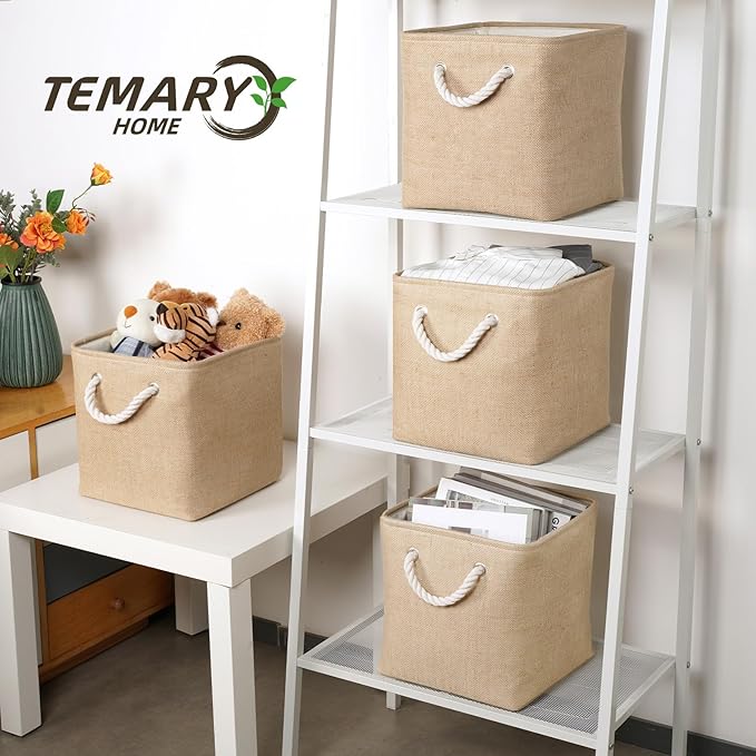 Temary Cube Storage Bins 11 Inch Fabric Storage Baskets 4 Pack Collapsible Storage Cubes Baskets for Gift Empty, Cube Organiz