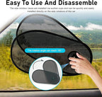 2PCS Car Side Windows Shades, Anti-glare Suction Cup Door Side Sunshade, Adjustable & Rotatable Baby Sunshade, Universal for Driver Passenger Rear Windows (Black)