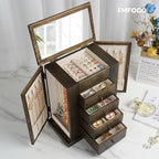 Emfogo Jewelry Box for Women, 5 Layer Large Wood Jewelry Boxes & Organizers for Necklaces Earrings Rings Bracelets, Rustic Je