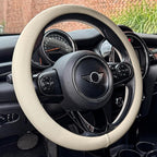 PINCTROT Nappa Leather Steering Wheel Cover, Slim Fit No Bulk Design, One Piece Leather with Breathable Perforation, Fit Like