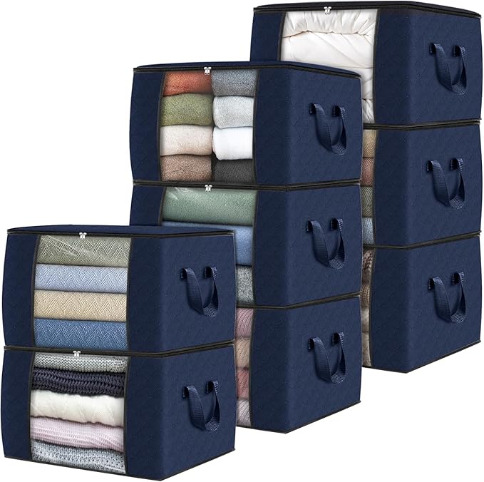 Fab totes Storage Bags,Clothes Blanket Storage Bins Foldable Closet Organizers with Reinforced Handle for Home Dorm Storage a