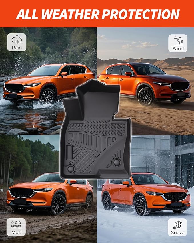 7 PCS for Mazda CX5 Floor Mats 2025 2024 2023 2022 with Cargo Liners Backrest Mat, Full Set Back Seat Cover Protector All Weather Trunk Front Rear Automotive Car Rubber Carpet Mat CX-5 Accessories