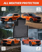 7 PCS for Mazda CX5 Floor Mats 2025 2024 2023 2022 with Cargo Liners Backrest Mat, Full Set Back Seat Cover Protector All Weather Trunk Front Rear Automotive Car Rubber Carpet Mat CX-5 Accessories