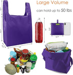 BeeGreen Purple Reusable Grocery Bags Wholesale Purple Reusable Kitchen Bags Bulk Foldable-Machine Washable with Zipper Storage Pouch 10 Packs