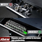 AMM 9-Piece Socket Organizer, 1/2 inch, 3/8 inch and 1/4 inch Drive ABS Tools-Green Socket Holder,Heavy Duty Socket Racks, Pr
