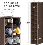 Simple Houseware 20 Section Shelves Hanging Shoes Organizer Holder for Closet, Brown