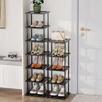 Vertical Tall Shoe Rack Organizer for Entryway -12 Tier Free Standing Slim Narrow Bamboo Wood Corner Stackable Shoe Boots Sto
