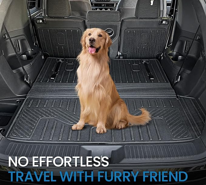 Cargo Mat for Honda Pilot 2026 2025 2024 2023, All Weather TPE Trunk Mat with Backrest Mat Left Storage Tray Mat Car Accessories for Pilot (Cargo Mat with Backrest Mats)