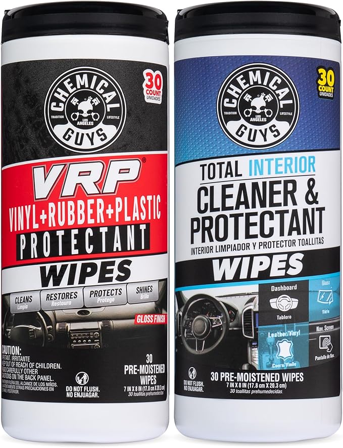 Chemical Guys Canister Wipes - VRP & Total Car Interior Cleaner & Protectant, Great for Cars, Trucks, SUVs, RVs, & More (60 C