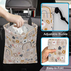 Car Trash Bag Hanging Creative Floral Rainbows Car Trash Can Waterproof Garbage Bag Hanging for Car Back Seat