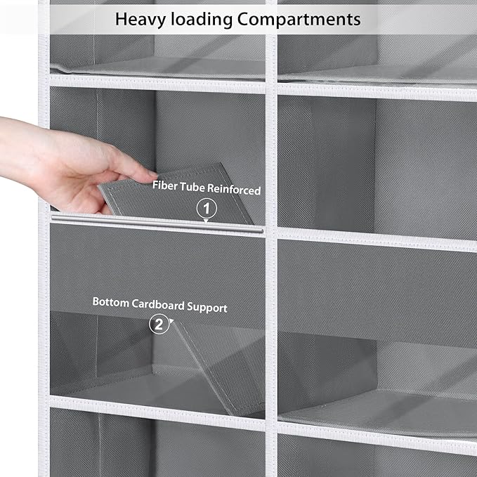 Univivi 6-Shelf Over Door Hanging Organizer Fabric Door Organizer with 10 Deep Pockets and 4 Small PVC Pockets Hanging Storag