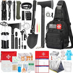 Survival Kit, 262Pcs Survival Gear and Supplies with First Aid Kit Pouch and Crossbody Bag, Emergency Kit with Tent, Camping 