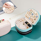 ProCase Travel Size Jewelry Box, Medium Portable Seashell-Shaped Jewelry Case, 2 Layer Jewelry Organizer in PU Leather for Wo