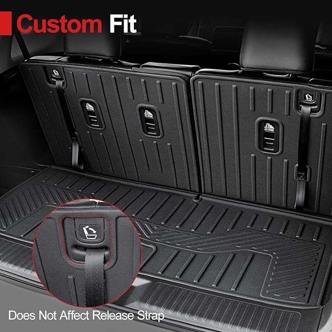 Cargo Mat for 2023-2025 2026 Honda Pilot, All Weather TPE Cargo Liner with Backrest Mat Interior Protection for Honda Pilot TrailSport Touring Elite EXL Black Edition Accessories