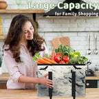 Reusable Grocery Bags Heavy Duty Shopping Bags Foldable Large Tote Bags with Long Handles & Hard Bottom