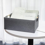Fabric Storage Bin Box Foldable Cotton Linen Storage Basket with Wooden Handles Rectangular Cube Decorative Home Laundry Orga