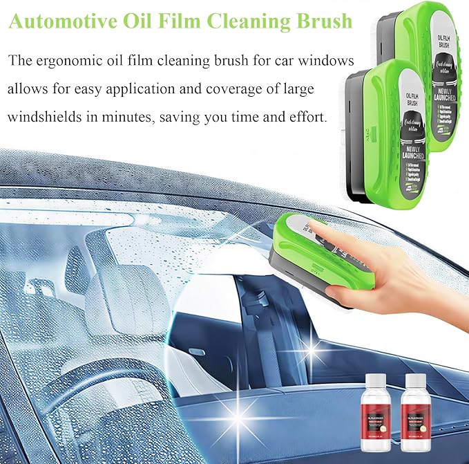 2026 Upgrade Clear Vision Windshield Cleaner with Car Window Cleaner,Automotive Oil Film Cleaning Brush for Car Windows,Clear