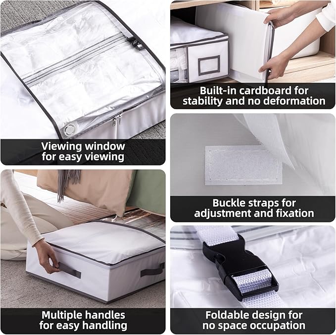 TAILI Under Bed Jumbo Vacuum Seal Storage Bags for Comforters and Blankets, Large Capacity White Foldable Box Save 80% Space,