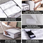 TAILI Under Bed Jumbo Vacuum Seal Storage Bags for Comforters and Blankets, Large Capacity White Foldable Box Save 80% Space,