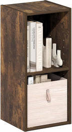 Furinno Fulda Book Shelf, 2-Tier Narrow Bookshelf, Bookcase with 10-in Width Storage Shelf, 9.3 x 9.8 x 21.2, for Living Room