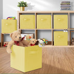 Casafield Set of 6 Collapsible Fabric Cube Storage Bins, Yellow - 11" Foldable Cloth Baskets for Shelves, Cubby Organizers & 