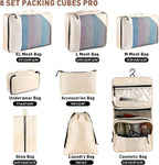 Toncoke 8-Piece Packing Cubes for Travel, Mesh Luggage Organizers with Shoe Bag, Toiletry Bag, Laundry Pouches, 4 Sizes (XL/L