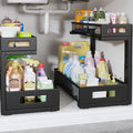 2 Pack 17IN Depth Under Sink Storage Organizer, Large 2-Tier Elegant Mesh Pull Out Shelf for Kitchen and Bathroom Cabinet Org
