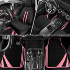 CAR PASS Car Seat Covers Full Set for Women Girls with Waterproof Car Floor Mats,Anti-Slip Leather Steering Wheel Cover,Unive