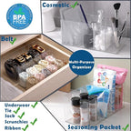 Belt Organizer - 2 Pack Clear Stackable Belt holder For Closet Drawer Storage - 5 Compartments with Removable Dividers, Multi