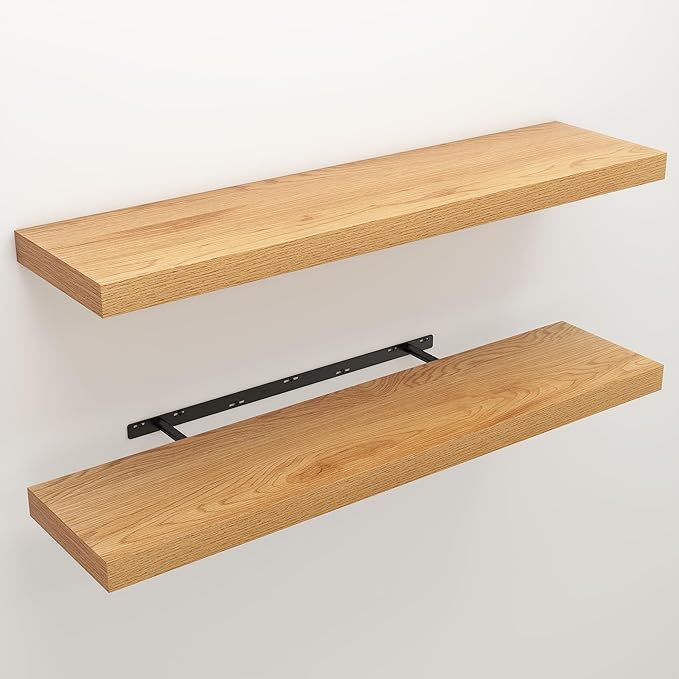 Floating Shelves for Wall, 9.3" Deep Wall Mounted Wood Shelves for Bathroom, Bedroom, Living Room, Kitchen, Hanging Shelf for
