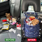 FLOCK THREE Leak-Proof Waterproof Car Trash Bag Foldable Multipurpose Trash bin Container Storage Cute Grocery Organizer Bag for Automotive Front or Back Seat in Cars SUVs and Trucks