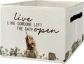 Rustic Chicken Storage Bins & Boxes with Handles, Farmhouse Chicken Foldable Basket for Organizing, Live Like Someone Left th