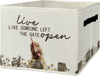 Rustic Chicken Storage Bins & Boxes with Handles, Farmhouse Chicken Foldable Basket for Organizing, Live Like Someone Left th
