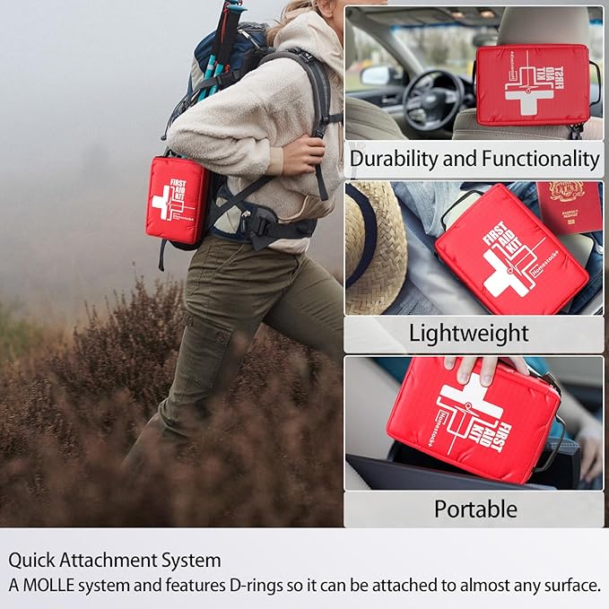 Compact First Aid Kit for Emergency - Basic Emergency Kit for Dorm,Hiking, Backpacking, Camping, Traveling, and Cycling -Smal