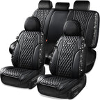 CAR Pass Bling Car Seat Covers, Microfiber Nappa Leather Luxury Cushioned, Waterproof Heavy-Duty Anti-Slip Universal Fit for 