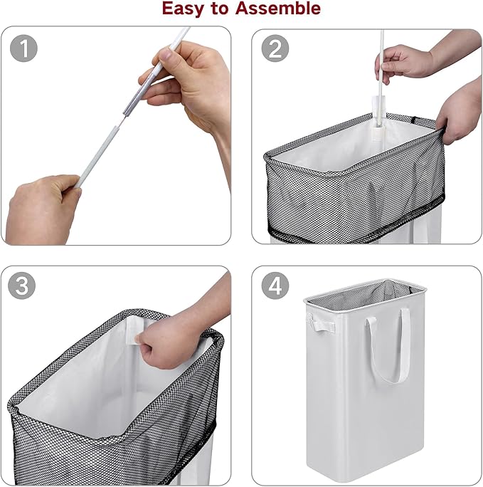 efluky Slim Laundry Basket, Narrow Laundry Hamper with Handles, Collapsible Dirty Clothes Hamper, Tall Laundry Bin for Laundr