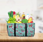 NGIL Extra Large Utility Tote Reusable Grocery Bag Oversized Collapsible for Groceries, Storage, Picnic, Beach (Sunflower W/Cow-black)