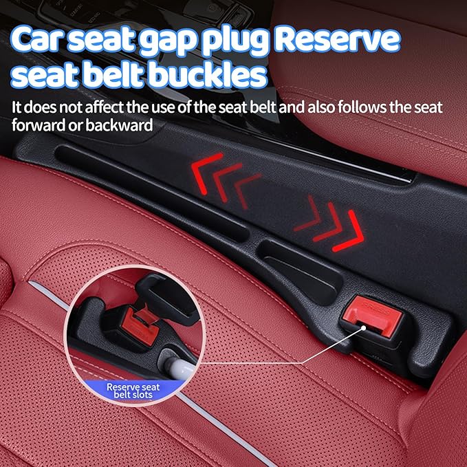 Car Seat Gap Filler Organizer, 2 Pack Black - Seat Gap Filler with Storage, Universal Fit Between Seat & Console, Stop Phone Keys Dropping, Car Organizer for SUV Truck, Car Side Gap Plug