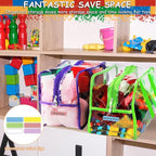 6 Color XXL Toy Storage Bags 16.5×11.8×6.8In with Labels, Large Capacity Reusable Clear PVC Storage Bags, Travel Waterproof O