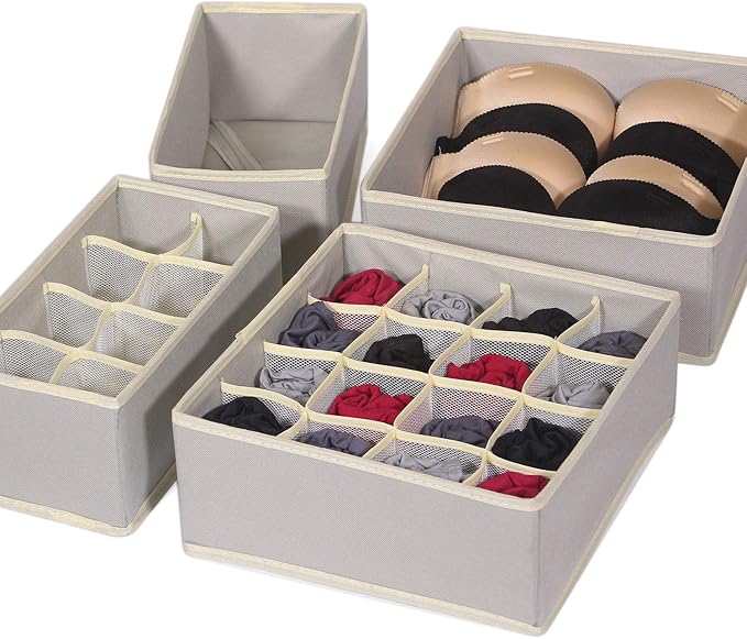 TENABORT 6 Pack Foldable Drawer Organizer Dividers Cloth Storage Box Closet Dresser Organizer Cube Fabric Containers Basket B